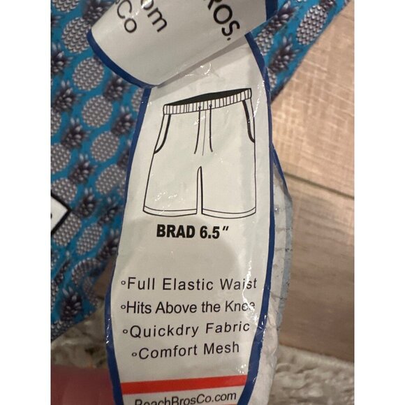 Beach Bros. Pineapple Print Mens Swim Trunks XXL Quickdry Fabric Blue & White - Picture 6 of 6